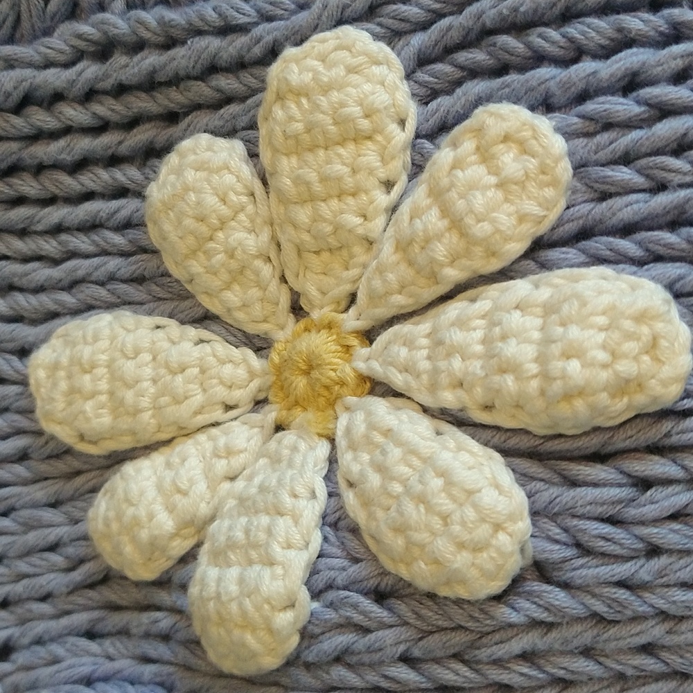 Periwinkle 3D Daisy 100% Cotton Knit Cardigan Sweater - Picture 12 of 16